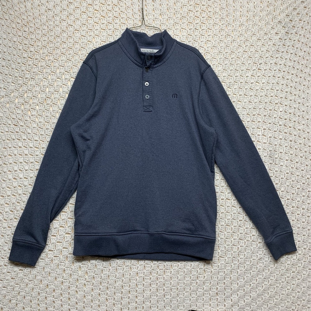 TravisMathew Men's Navy Performance Quarter-Button Pullover Jacket